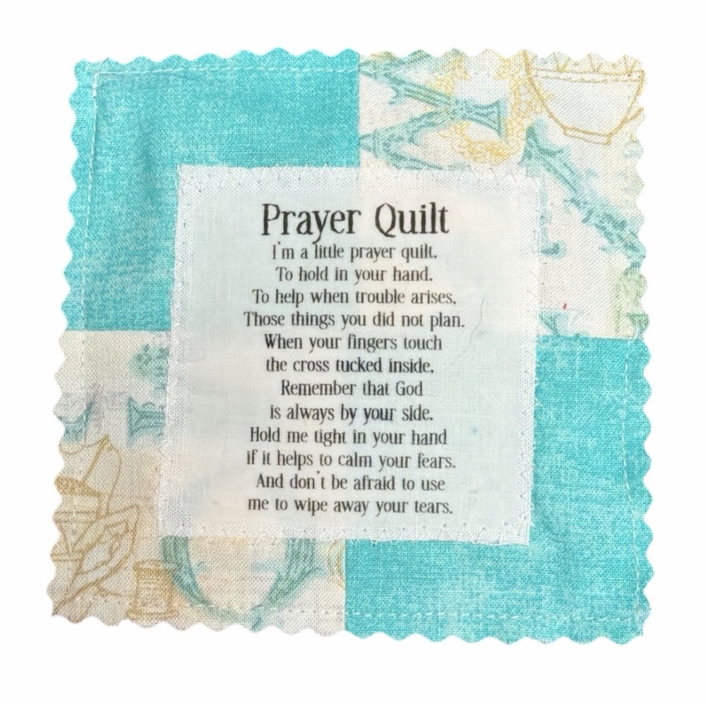 Handcrafted Prayer Quilt Set of 2 with Uplifting Prayer and Wooden Cross Inside - Picture 6 of 15